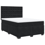 Box Spring Bed with Mattress Black Double Velvet - Side View