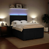 Box Spring Bed with Mattress Black Double Velvet - Top-Down View