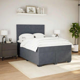 Box Spring Bed with Mattress Dark Grey Queen Velvet - 45-Degree Angle