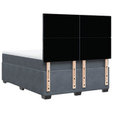 Box Spring Bed with Mattress Dark Grey Queen Velvet - Low Angle
