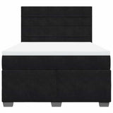 Box Spring Bed with Mattress Black Queen Velvet