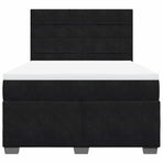 Box Spring Bed with Mattress Black Queen Velvet