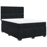 Box Spring Bed with Mattress Black Queen Velvet - Side View