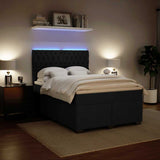 Box Spring Bed with Mattress Black Queen Velvet