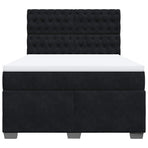 Box Spring Bed with Mattress Black Queen Velvet