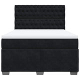 Box Spring Bed with Mattress Black Queen Velvet - Rear View