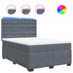 Box Spring Bed with Mattress Dark Grey Queen Velvet