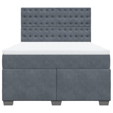 Box Spring Bed with Mattress Dark Grey Queen Velvet