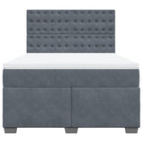 Box Spring Bed with Mattress Dark Grey Queen Velvet - Rear View