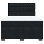 Box Spring Bed with Mattress Black Queen Velvet