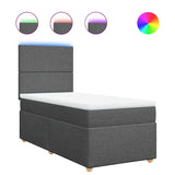 Box Spring Bed with Mattress Dark Grey King Single Fabric - Front View