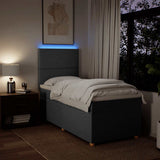 Box Spring Bed with Mattress Dark Grey King Single Fabric - Top-Down View
