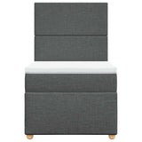 Box Spring Bed with Mattress Dark Grey King Single Fabric - Rear View