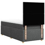 Box Spring Bed with Mattress Dark Grey King Single Fabric - Low Angle