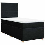 Box Spring Bed with Mattress Black King Single Fabric - Side View