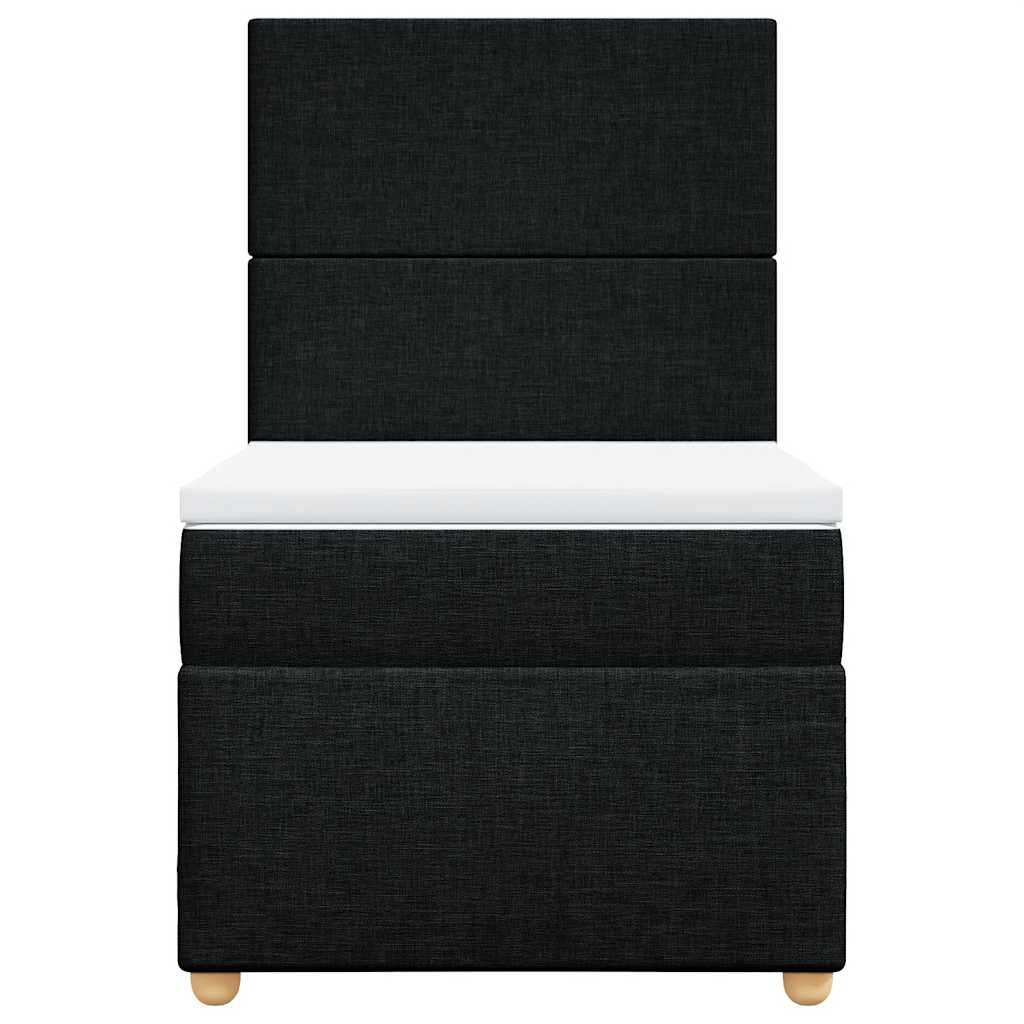 Box Spring Bed with Mattress Black King Single Fabric