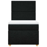 Box Spring Bed with Mattress Black King Single Fabric