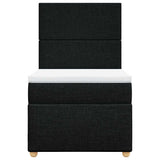 Box Spring Bed with Mattress Black King Single Fabric - Rear View