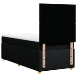 Box Spring Bed with Mattress Black King Single Fabric - Low Angle