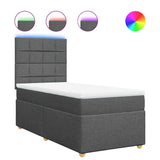 Box Spring Bed with Mattress Dark Grey King Single Fabric - Front View