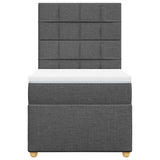 Box Spring Bed with Mattress Dark Grey King Single Fabric