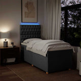 Box Spring Bed with Mattress Dark Grey King Single Fabric - Top-Down View