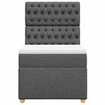 Box Spring Bed with Mattress Dark Grey King Single Fabric