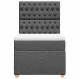 Box Spring Bed with Mattress Dark Grey King Single Fabric - Rear View
