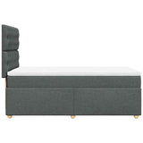 Box Spring Bed with Mattress Dark Grey King Single Fabric - Close-Up Angle