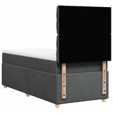 Box Spring Bed with Mattress Dark Grey King Single Fabric - Low Angle