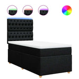 Box Spring Bed with Mattress Black King Single Fabric - Front View