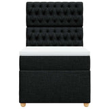 Box Spring Bed with Mattress Black King Single Fabric