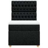 Box Spring Bed with Mattress Black King Single Fabric - Rear View