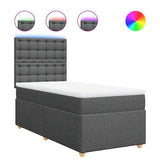 Box Spring Bed with Mattress Dark Grey King Single Fabric