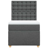 Box Spring Bed with Mattress Dark Grey King Single Fabric
