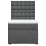 Box Spring Bed with Mattress Dark Grey King Single Fabric - Rear View