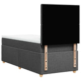 Box Spring Bed with Mattress Dark Grey King Single Fabric