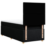 Box Spring Bed with Mattress Black King Single Fabric - Low Angle