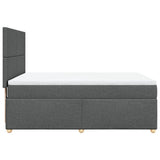 Box Spring Bed with Mattress Dark Grey Double Fabric