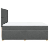 Box Spring Bed with Mattress Dark Grey Double Fabric - Close-Up Angle