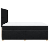 Box Spring Bed with Mattress Black Double Fabric - Close-Up Angle
