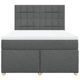 Box Spring Bed with Mattress Dark Grey Double Fabric - Rear View
