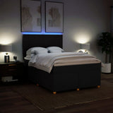 Box Spring Bed with Mattress Black Double Fabric - Top-Down View
