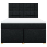 Box Spring Bed with Mattress Black Double Fabric - Rear View