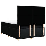 Box Spring Bed with Mattress Black Double Fabric - Low Angle