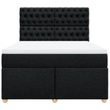 Box Spring Bed with Mattress Black Double Fabric - Rear View