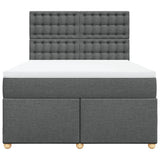 Box Spring Bed with Mattress Dark Grey Double Fabric - Rear View