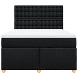Box Spring Bed with Mattress Black Double Fabric - Rear View