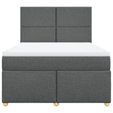 Box Spring Bed with Mattress Dark Grey Queen Fabric - Rear View