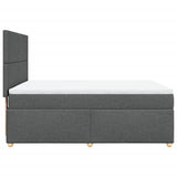 Box Spring Bed with Mattress Dark Grey Queen Fabric - Close-Up Angle